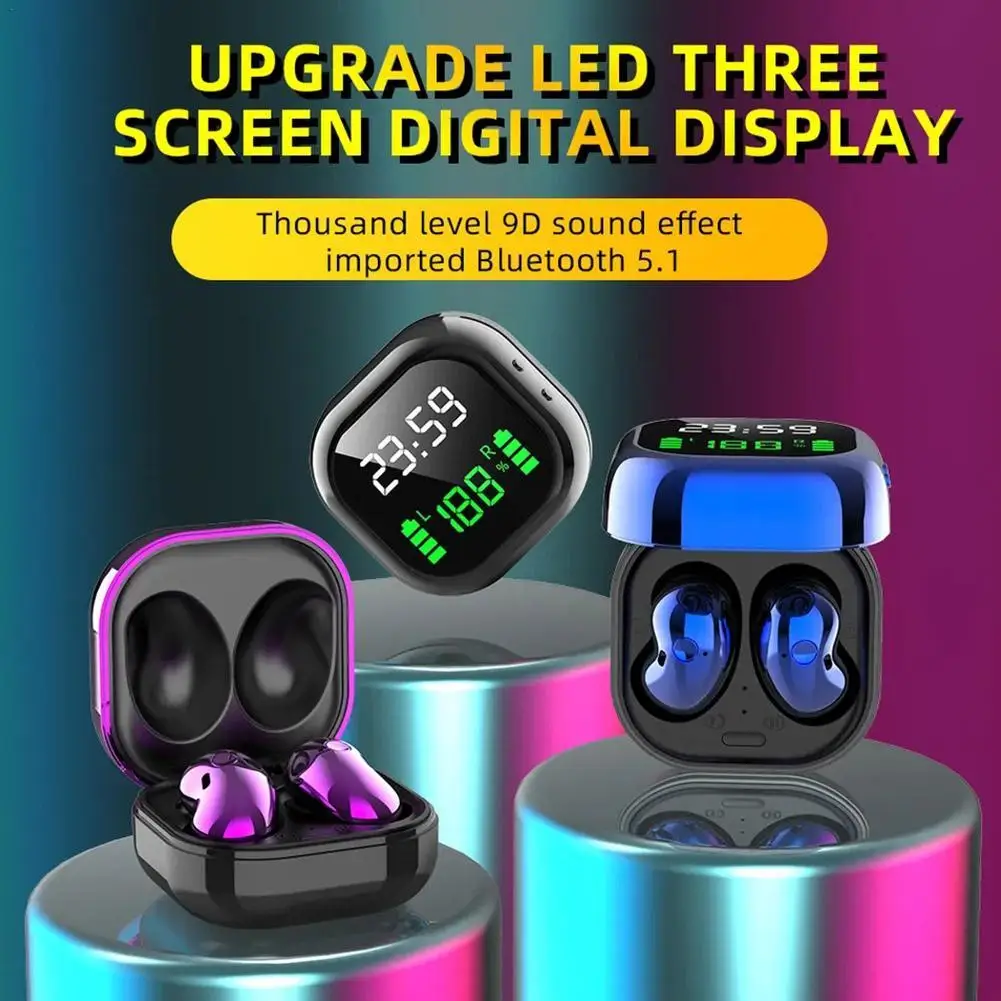 

Clock Bluetooth Earbuds LED Display Wireless Headphone Noise Cancelling Earphone With Mic Sports In Ear Headsets