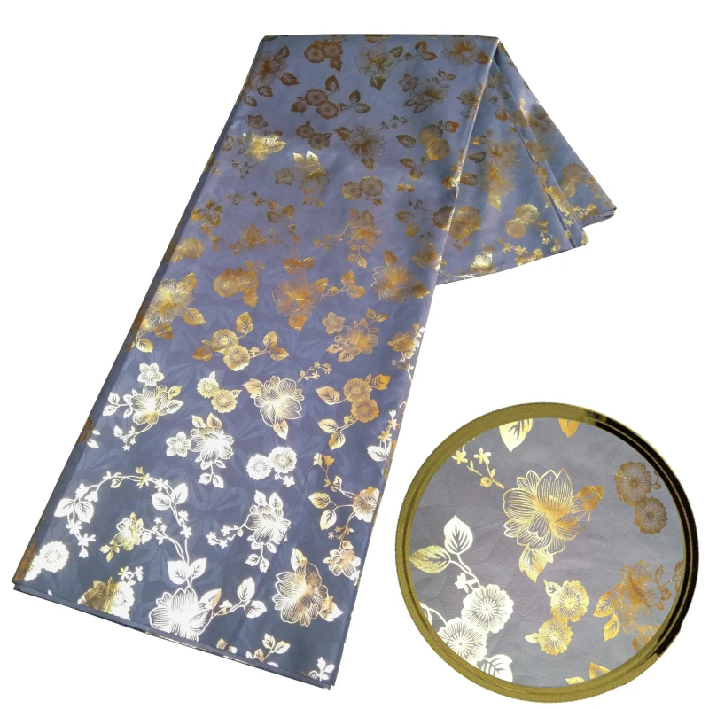 

New Arrival African Golden Bazin Fabric 100% Polyester Brode African Gold Fabric 5yards /10yards For Party Dress S418-1