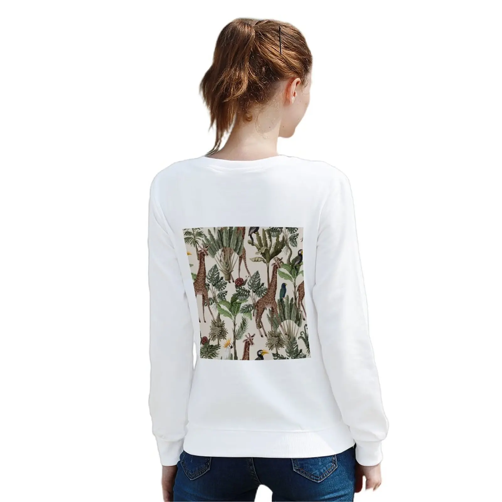 

Women'S Round Neck, Front Shoulder, Long Sleeves, Personalized Back, Fashionable Printed Sweater, Thin Spring 2023