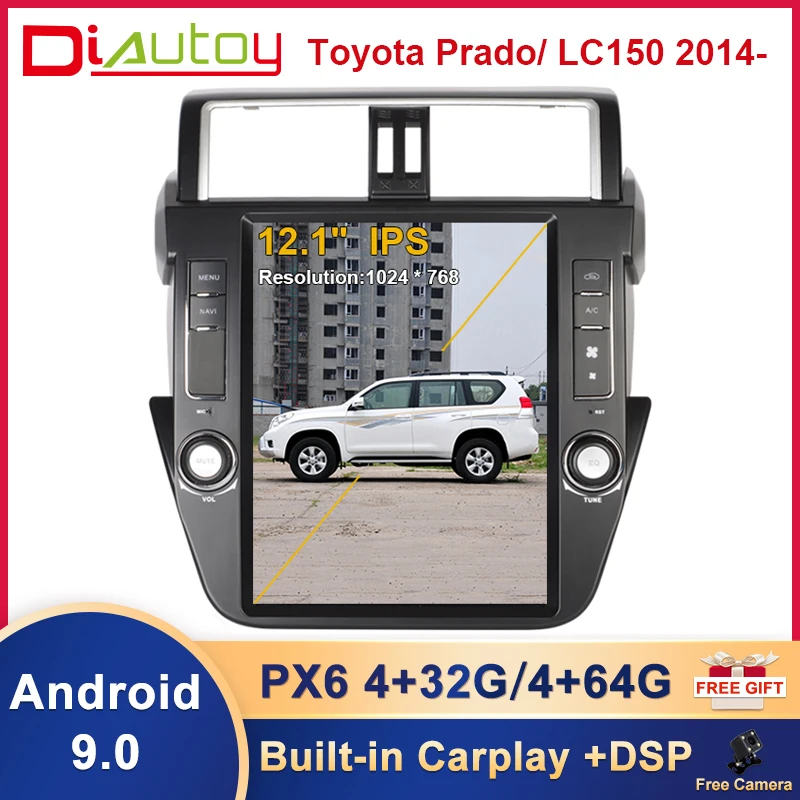 

12,1 дюймовый сенсорный экран Тесла стиль для Toyota Prado/LC150 2014 автомобильное развлекательное радио с Bluetooth WIFI головное устройство плеер