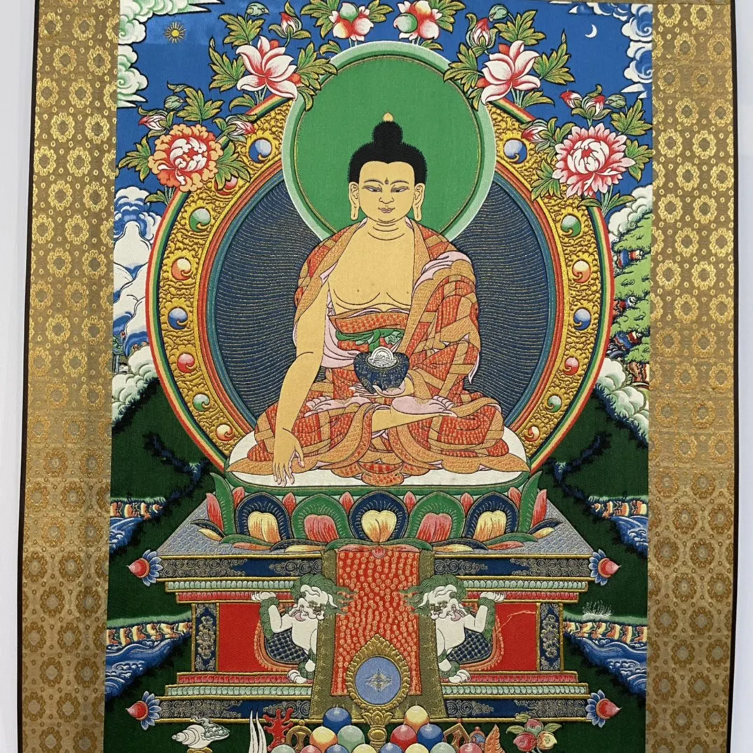 

High-Precision Thangka Embroidered Buddha, Size 54x74cm