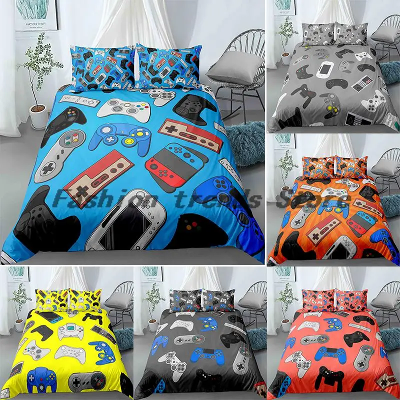 

14 Size Gamer Bedding Set Printed 2/3 Pcs Duvet Cover & Pillowcase Closure Single Double Full Queen King