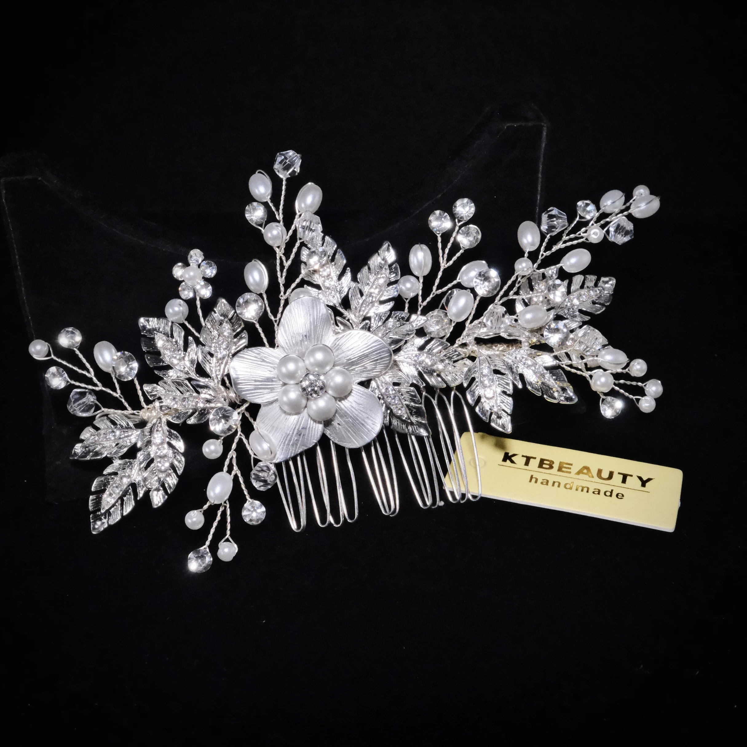 

New Rhinestone Crystal White Flowers Tiara Bridal Hairband Comb Royal Jewelry Wedding Dressing Crown Accessory Women Jewelry