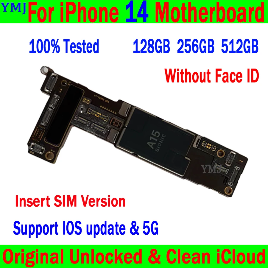 

100% Tested Working Mainboard Original Unlocked For IPhone 14 Motherboard Clean Icloud For IPhone 14 Logic Board With/No Face ID