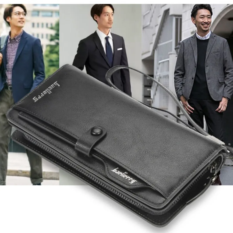 Роскошный кожаный мужской кошелек и сумки клатч для телефона Cartera Hombre Carteira Masculina