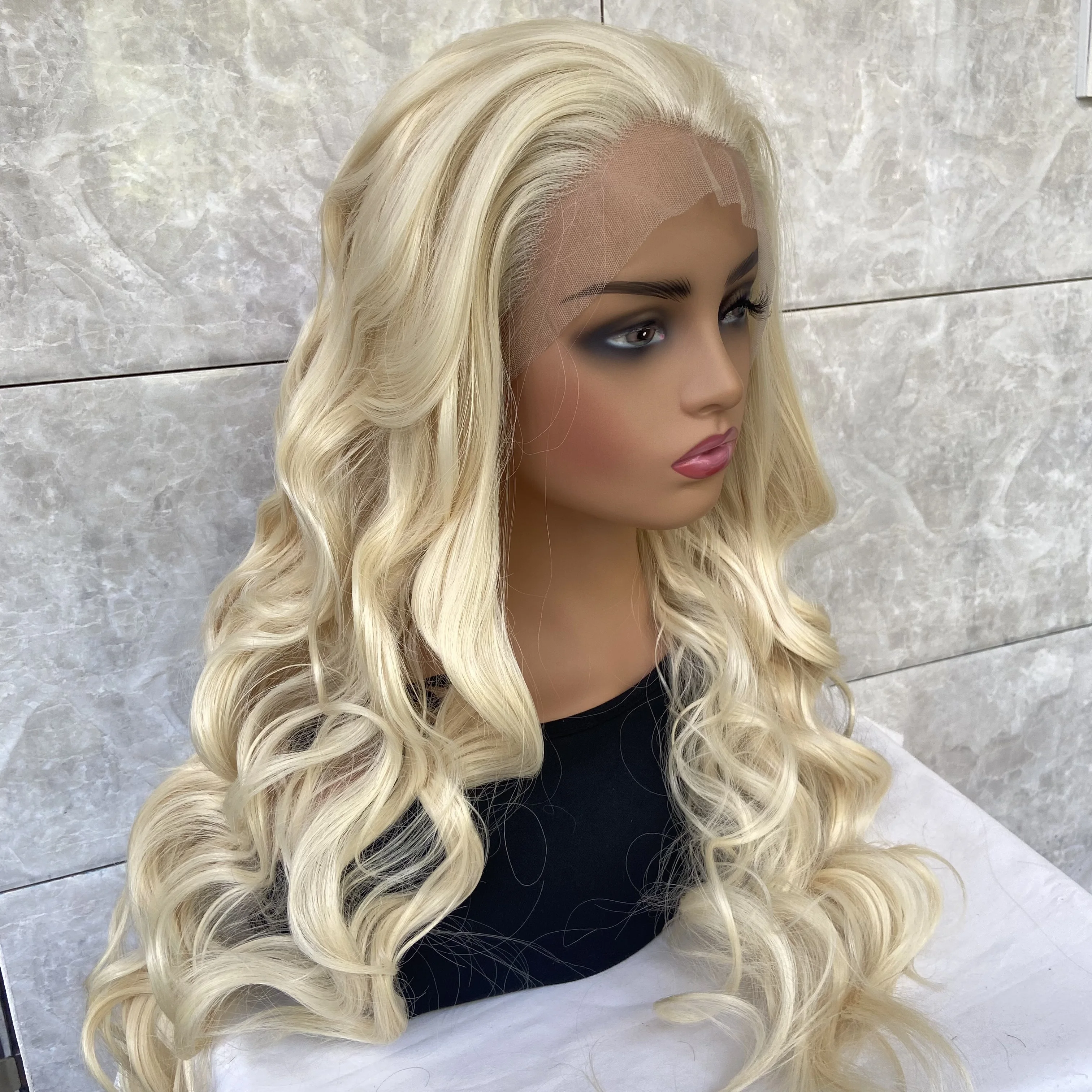 Модные длинные волнистые человеческие волосы на шнуровке спереди парики теплые