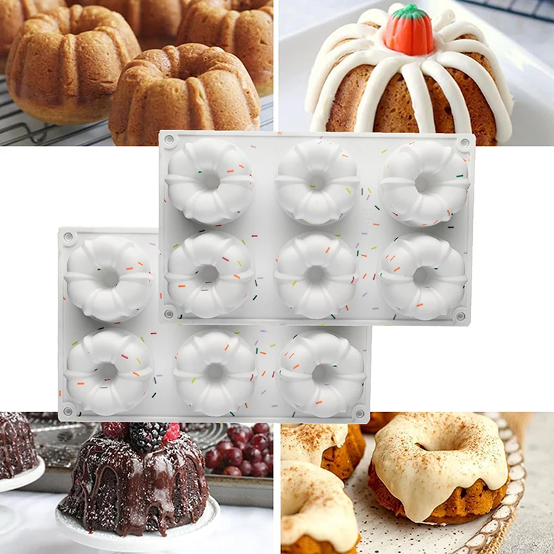 2 шт. мини-форма для торта Bundt форма с рифленой трубкой 6 отверстиями антипригарная