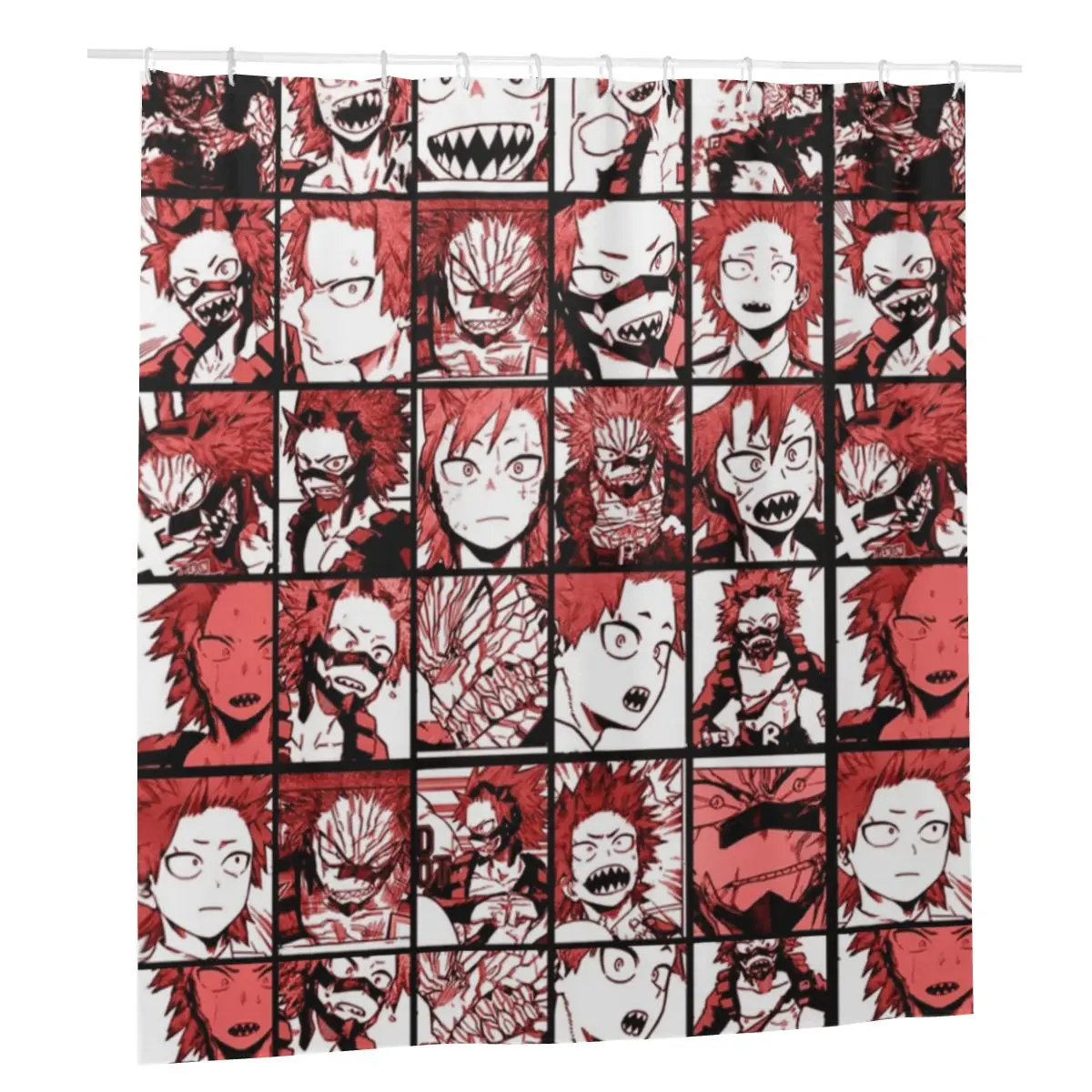 

Boku No My Hero Academia Kirishima Bath Shower Curtains Collage Academy Anime Decor Bath Curtains with Hooks