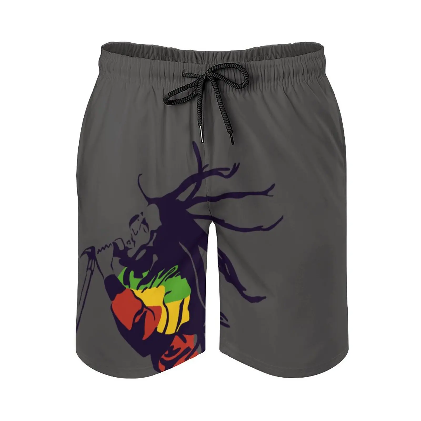 

Anime Beach Pants Bobs And Marley - The King of Reggae Classic Loose Stretch Beach Unique Male Shorts Basketball Adjustable Dra