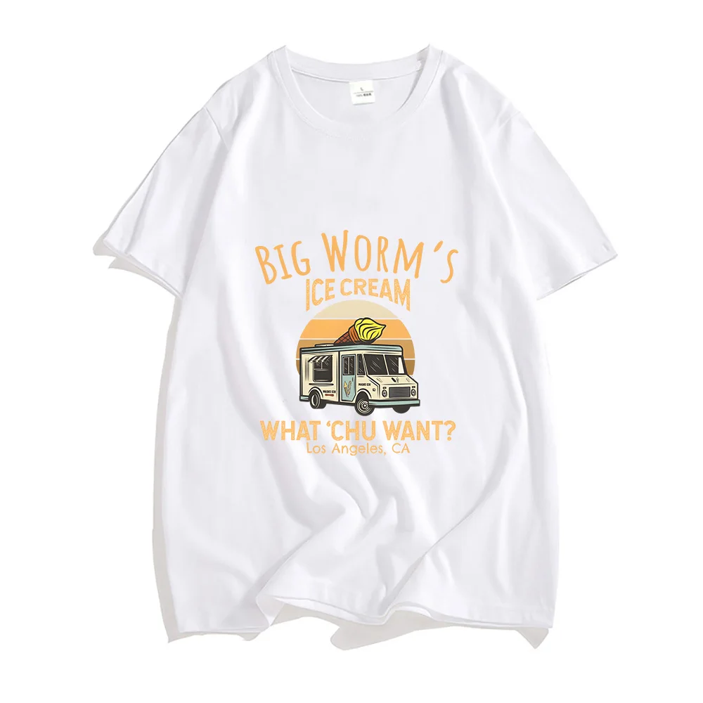 

Big Worm's Ice Cream What'chu Want T Shirts Men 100% Cotton Fashion T-shirts Letter Comfortable Tshirts Word Art Sense of Design