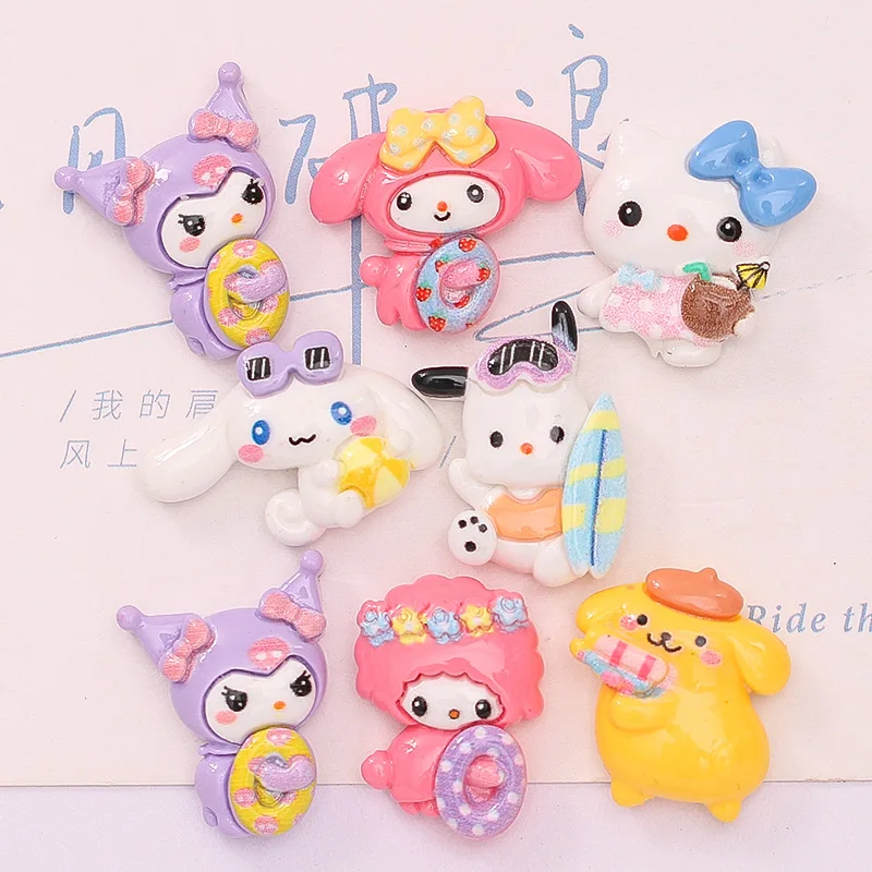 

10 Pcs New Fashion Cute Cartoon Beach Holiday Puppy, Cat Series Resin Scrapbook Diy Jewelry Wedding Hairpin Decorate Accessories