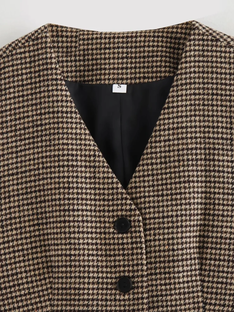 Женский клетчатый укороченный жилет KAOPU ZA винтажный Топ без рукавов с V-образным