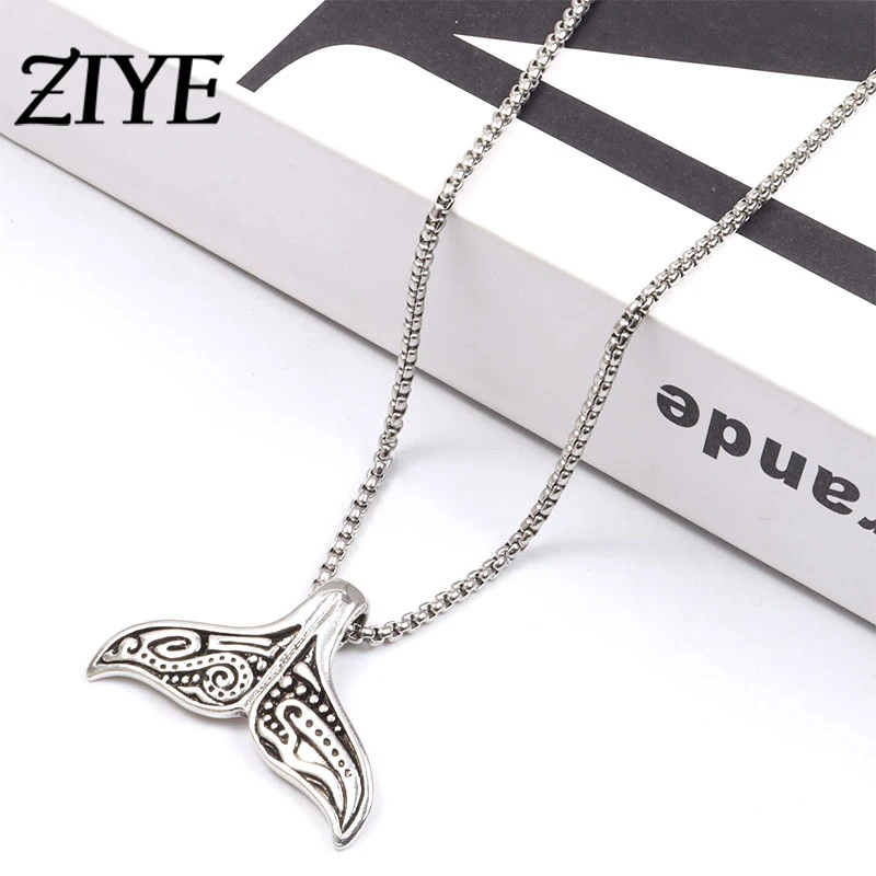 

Fashion Fishtail Necklace Fashion Simple Stainless Steel Chain Punk Hip Hop Pendants Necklace Men Women Gift Jewelry Accessories