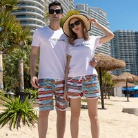 8098 couple beach suit mens and womens shorts comfortable quick drying shorts cotton t shirt wholesale large size