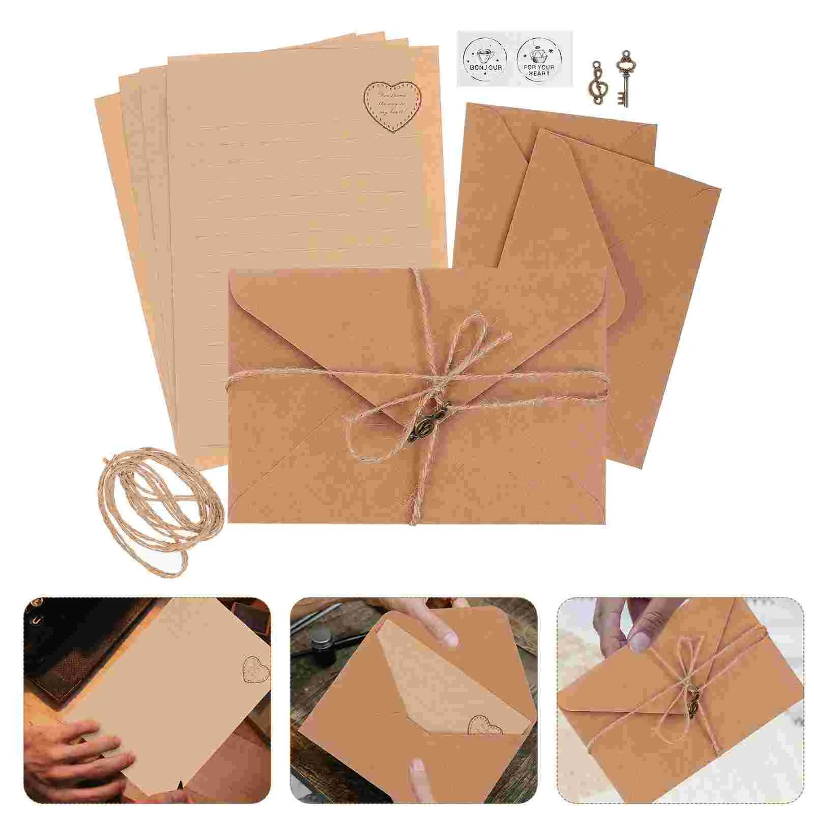 

2 Sets Notebooks Traveler's Insert Page Invitation Envelope Letter Paper Handwriting Papers Kit Supply Student