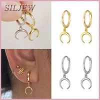 copper ear buckle gold horn huggie earring moon pendant hoops for women loops circle ring earrings fashion jewelry accessories