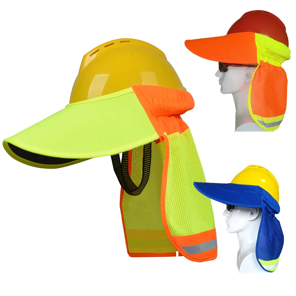 Hi-Vis Hard Hat Neck Sun Shade With Visor Yellow reflective Hard Hat Accessories Riding Sunshade