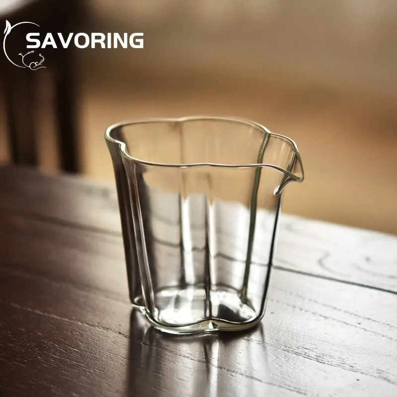 Pitcher Petal Shape Heat Resistant Glass Cup Tea Making Pot Tea Ceremony Kung Fu Green Tea Cup