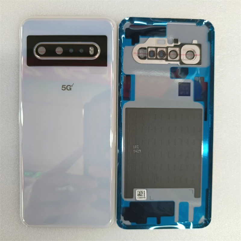 Фото Стеклянная задняя крышка для LG V60 ThinQ 5G LM-V600, задняя панель корпуса с объективом камеры + наклейка №3