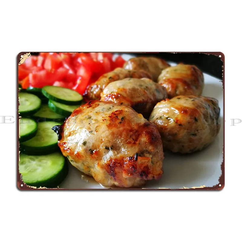 

Металлический плакат с грилем и сосисками