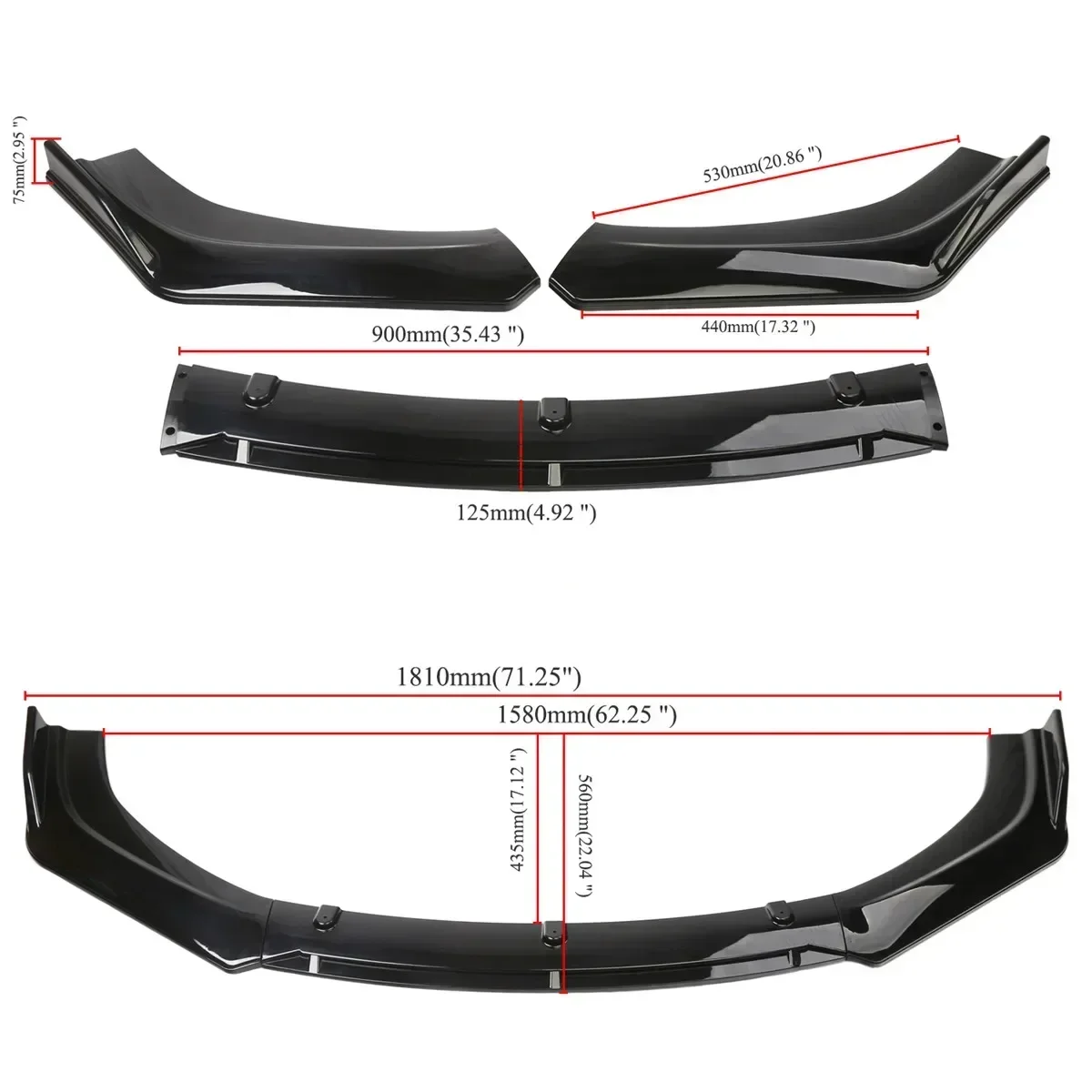3x Универсальный Автомобильный передний бампер сплиттер для губ спойлер диффузор