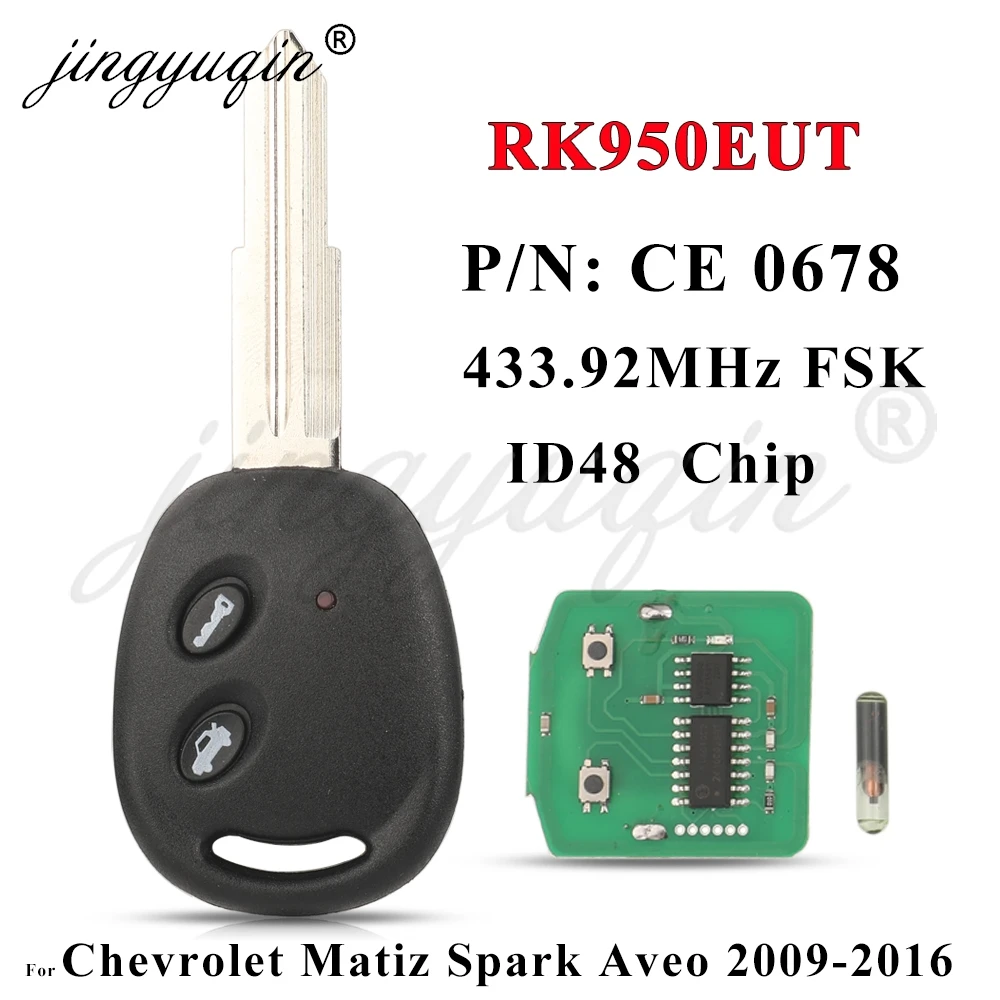 

Автомобильный Ключ-пульт Jingyuqin Для Chevrolet Aveo Spark Matiz Holden Barina 2009-2016, 433.92 МГц, FSK, ID48