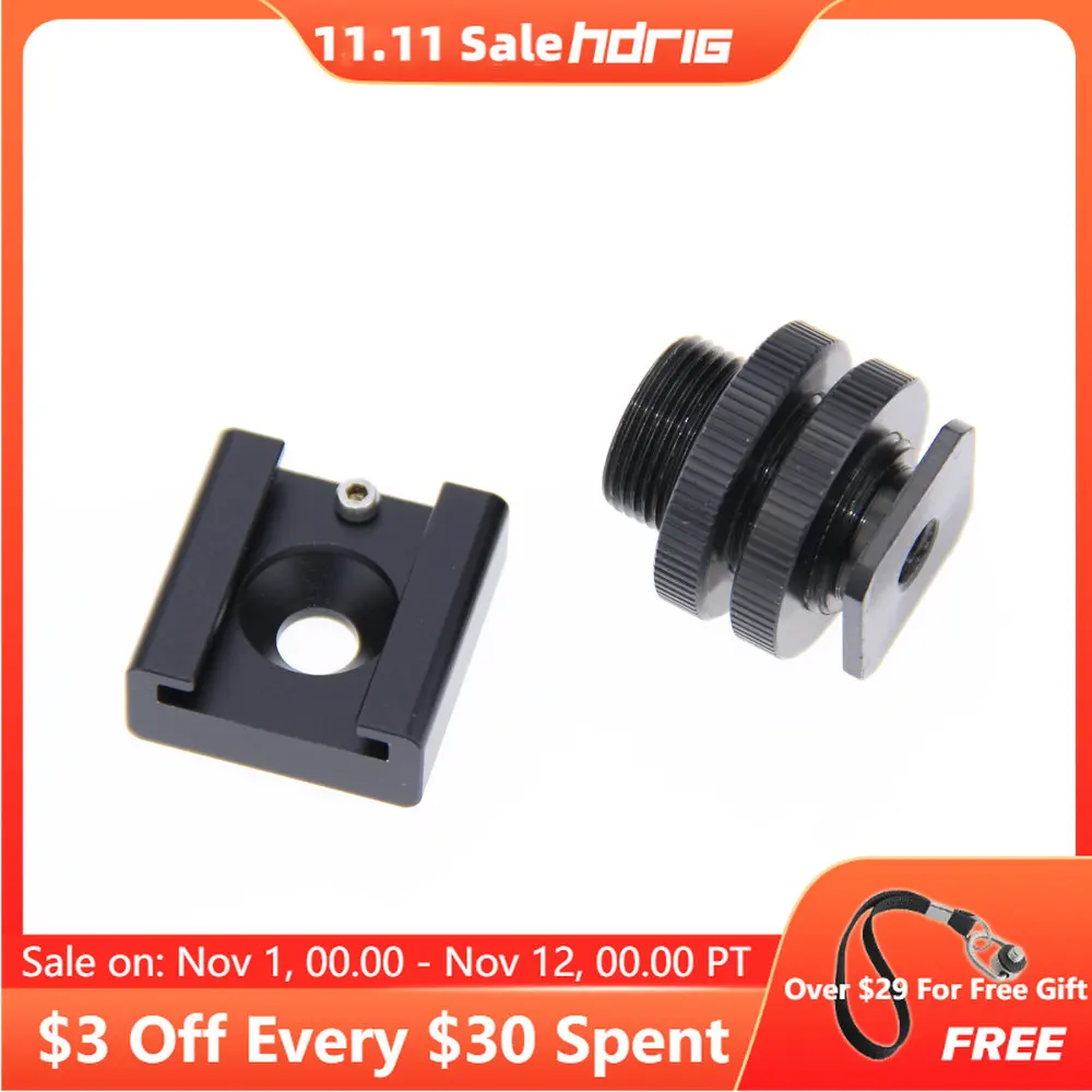 

HDRIG 1/4" Hot Cold Shoe + 5/8"-27 Thread to Flash Hot Shoe Mount Adapter for Microphone