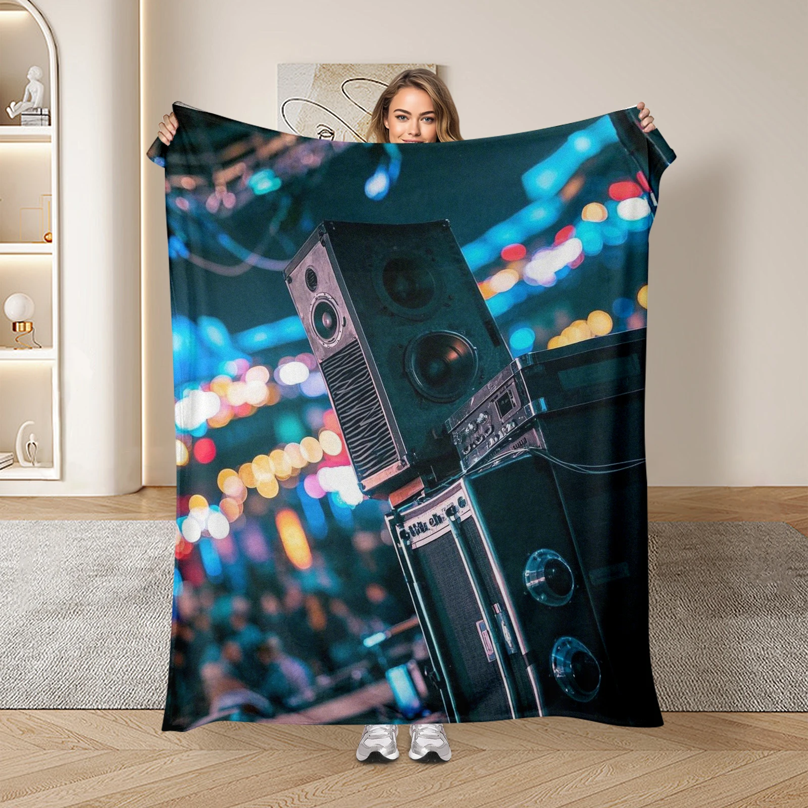 Детское одеяло связанное с страстью музыкальных фестивалів узорами динамиков