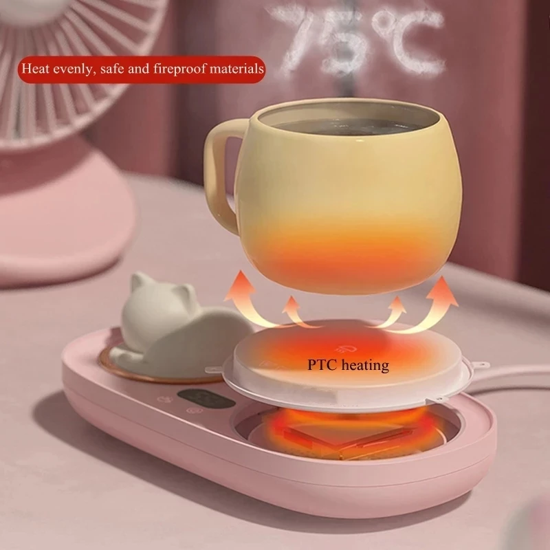 

Xiaomi Lovely Cat 3 Gear Temperature 8 Hours Auto-off Coffee Milk Water Mug Warmer Heating Cup Coaster Mat with Night Light