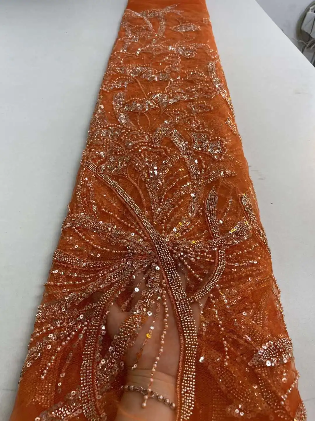 

Nigerian Beads Tulle Lace Fabric Luxury Sequins 2023 High Quality French Net Embroidered Lace 5 Yards for Wedding Dresses
