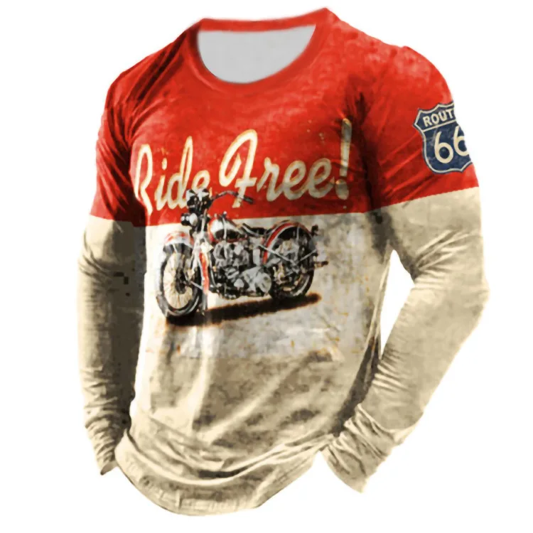 

2023 Europe and The United States New Men's Casual Crewneck Long-sleeved Pullover Slim Digital Printed Men's Sports T-shirt