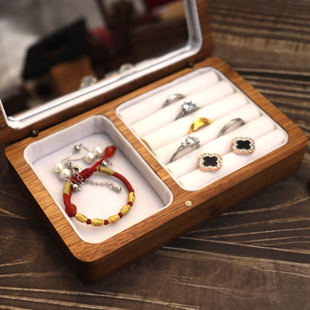 Solid Wood Zebra Wood Jewelry Bracelet Necklace Cufflinks Earring Pendant Gift Men and Women Proposal Ring Display Packaging Box