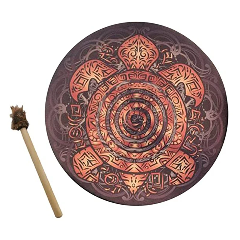 

Shamanic Drums 10-Inch Tree Decorative Design With Drumsticks Instrumental Shaman Alchemy Moon Drum For Spiritual Music