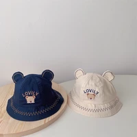 korea bear baby bucket hat with ear lovely summer spring newborn panama cap soft cotton baby boy girl sun hats outdoor kids caps