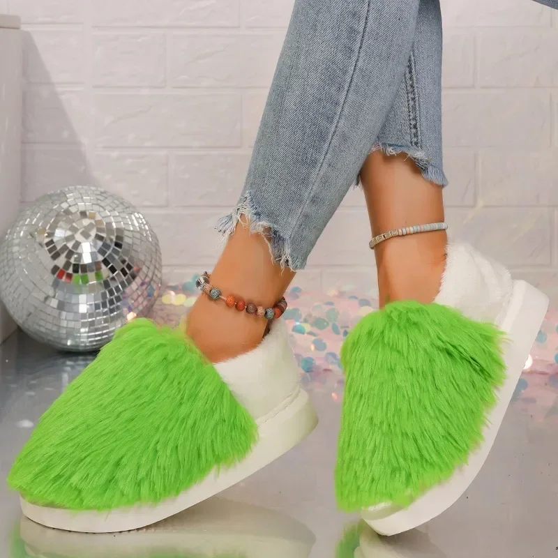 Women's 2024 autumn and winter new plush home lazy cotton slippers anti slip durable fashionable warm shoes