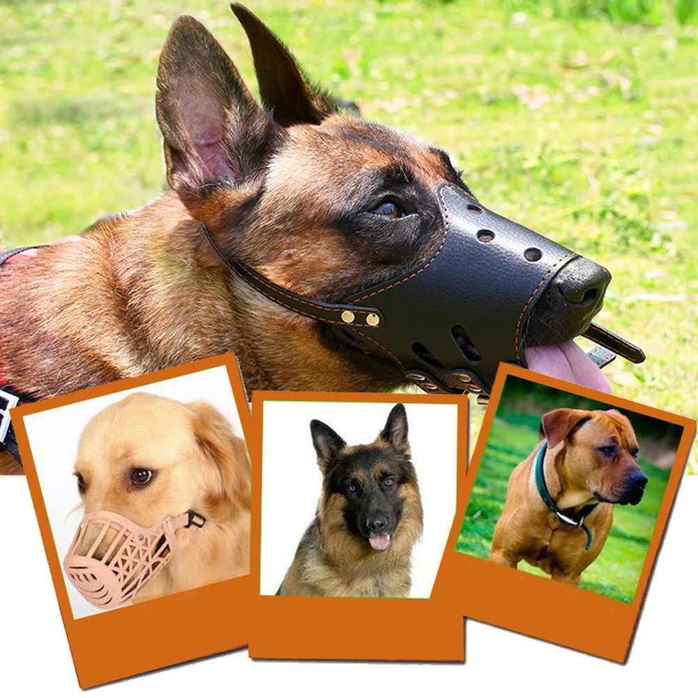 

Adjustable PU Leather Pet Dog Anti Bark Chew Safety Mouth Training Pet Prevent Biting Barking Mouth Mask Pet Mouth Mask
