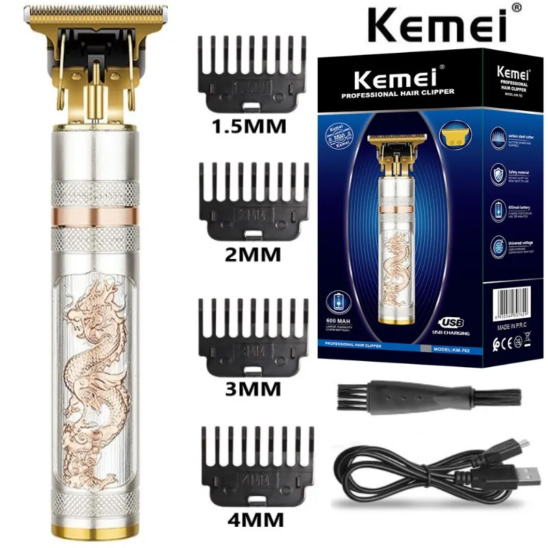 Kemei 762 Ретро Golden dragon винтажная электрическая Беспроводная Машинка для стрижки
