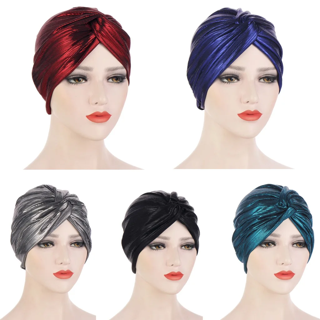 

Double layer ladies warm bronzing Muslim fashion double-layer finale fashion hats Muslim women's toe caps bottom cap turban