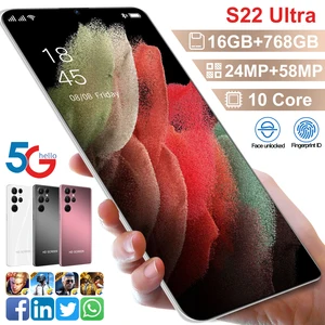 2022 global version new s22 ultra smartphone 6 9 inch 16gb768gb 6800mah 5g network unlock phones android 11 0 mobile phones free global shipping