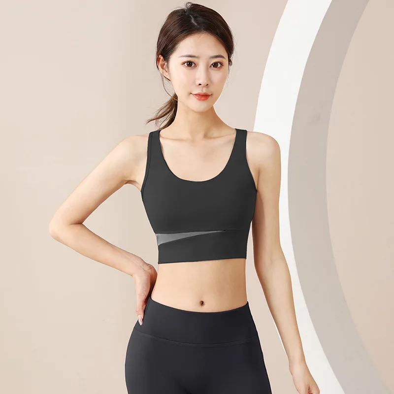 

Sports Underwear Shockproof High Strength With Chest Pad Quick Dry Fitness Yoga Vest Women's Bra Outside Wearing Top Summer