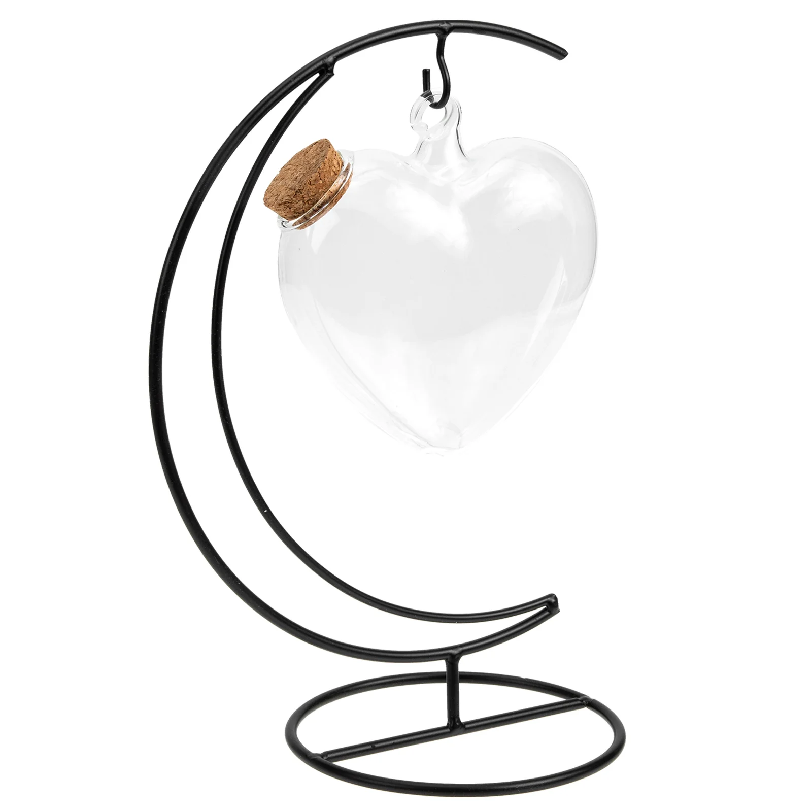 

1 Set Bottle Heart Wishing Bottle Air Flower Pot Stand Glass Wish Bottles Flower Pot Ornament Display Stand
