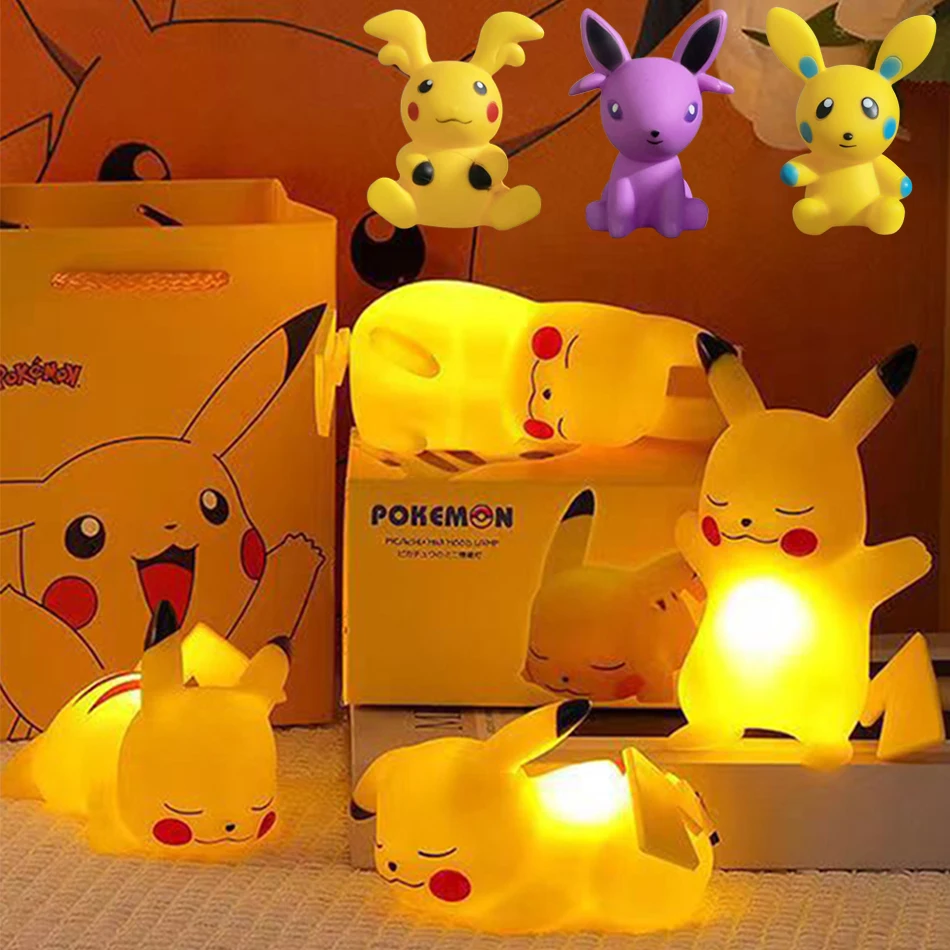 12cm Pokemon Pikachu Night Light Anime Figure Cute Bedside Lamp For Bedrooms Ornaments Children's Luminous Toys Christmas Gift