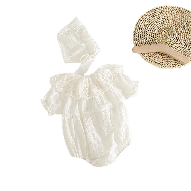 Criscky Cute Baby Clothing Spring Autumn New Fashion Infant Toddler Girls Ruffles Clothes White Half Sleeve Romper Jumpsuit