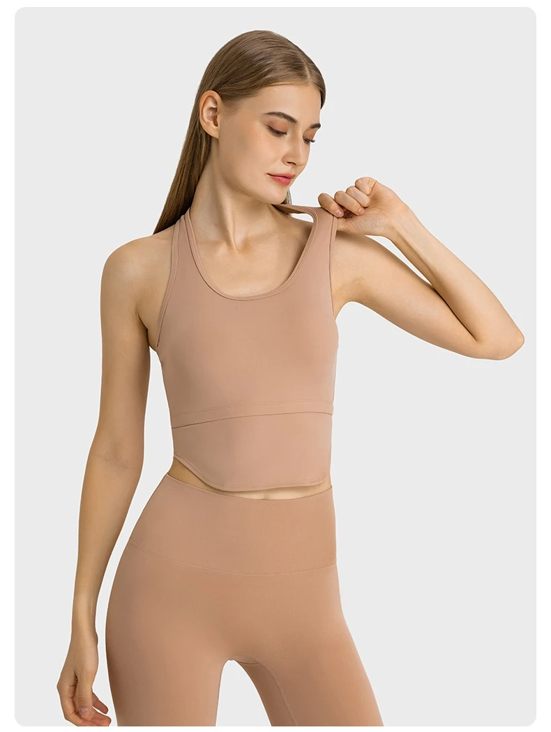 NWT Al Yoga Sports Bra Women's Summer Thin Open Umbilical Breathable Shockproof Running Yoga Bra Gather Anti Sag Fitness Vest