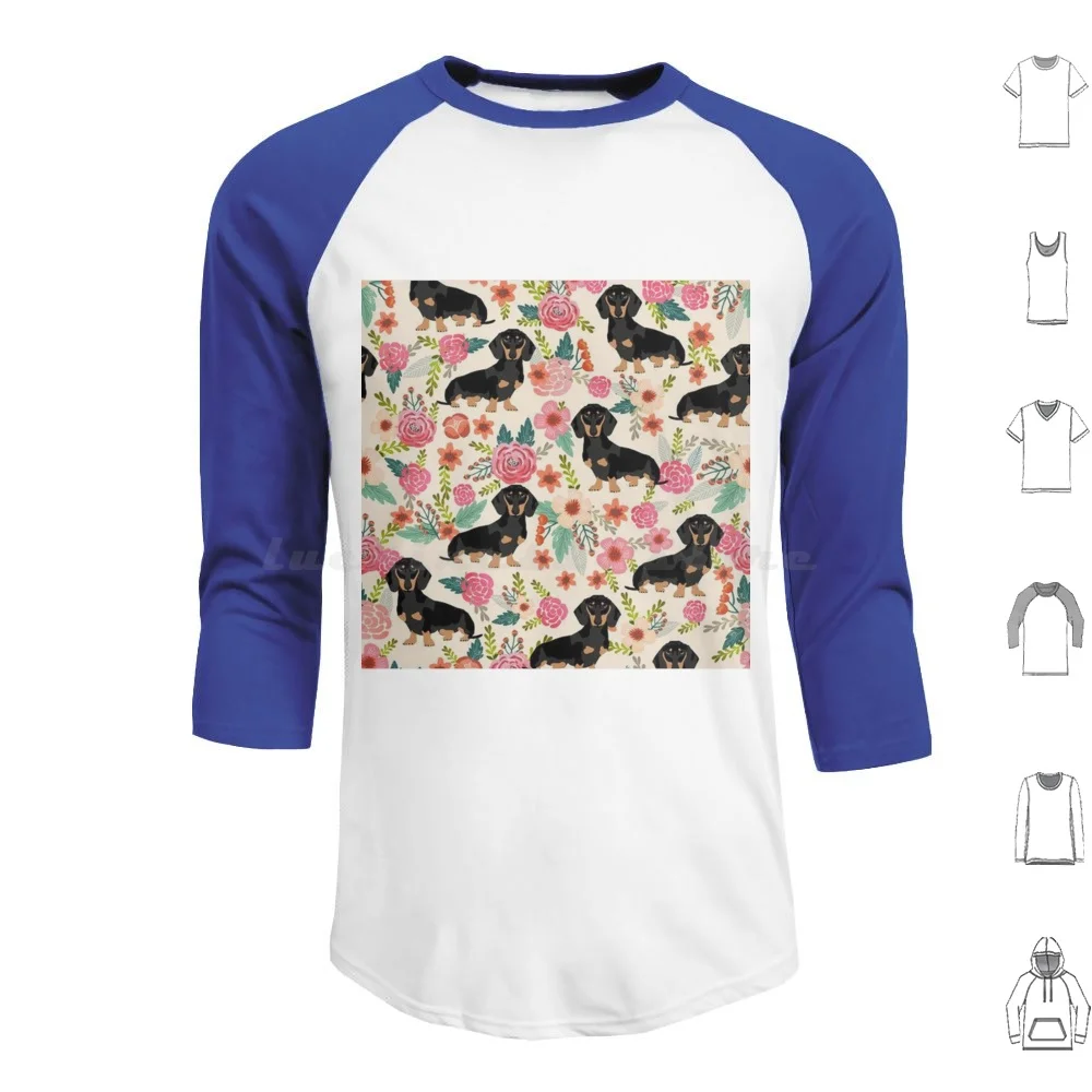 Собаки породы такса и цветы толстовки с длинным рукавом Такса милая собака Doxie