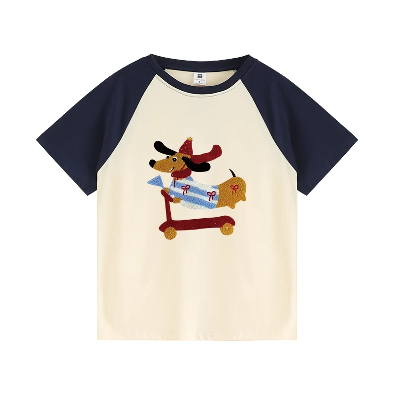 Американская Винтажная Футболка реглан с коротким рукавом Новинка лета 2024