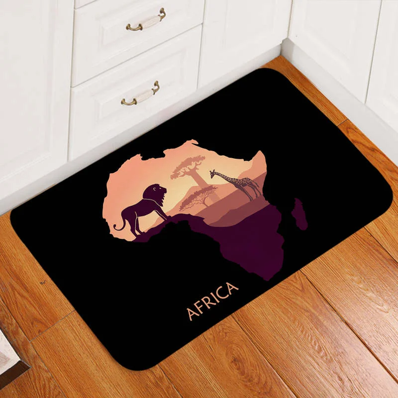 

Africa Continent Black Door Mat Polyester Doormat Rug Non-slip Durable Carpet Mat Footpad