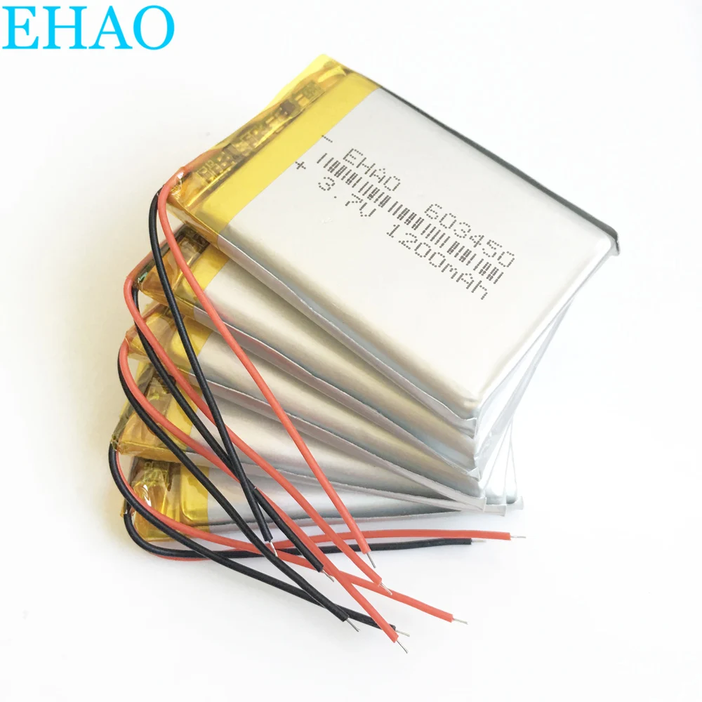 

5 pcs EHAO 603450 3.7V 1200mAh Lithium Polymer LiPo Rechargeable Battery For MP3 GPS DVD PAD E-books tablet PC