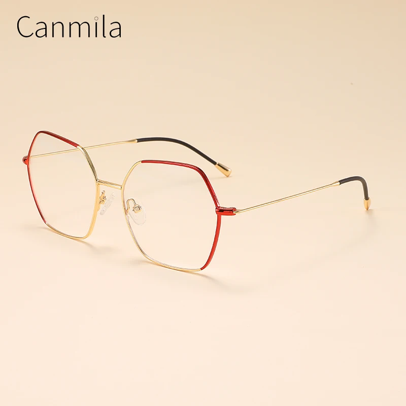 

Оправа для очков по рецепту, Женские винтажные большие многоугольные Металлические модные очки для близорукости, оптические очки, canмила ...