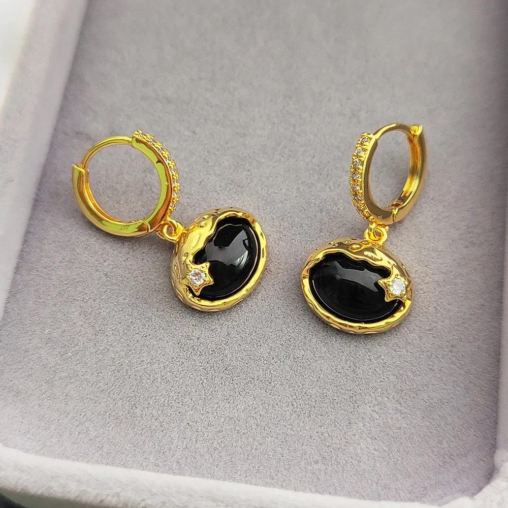 Французские винтажные овальные серьги из меди и золота простые носимые